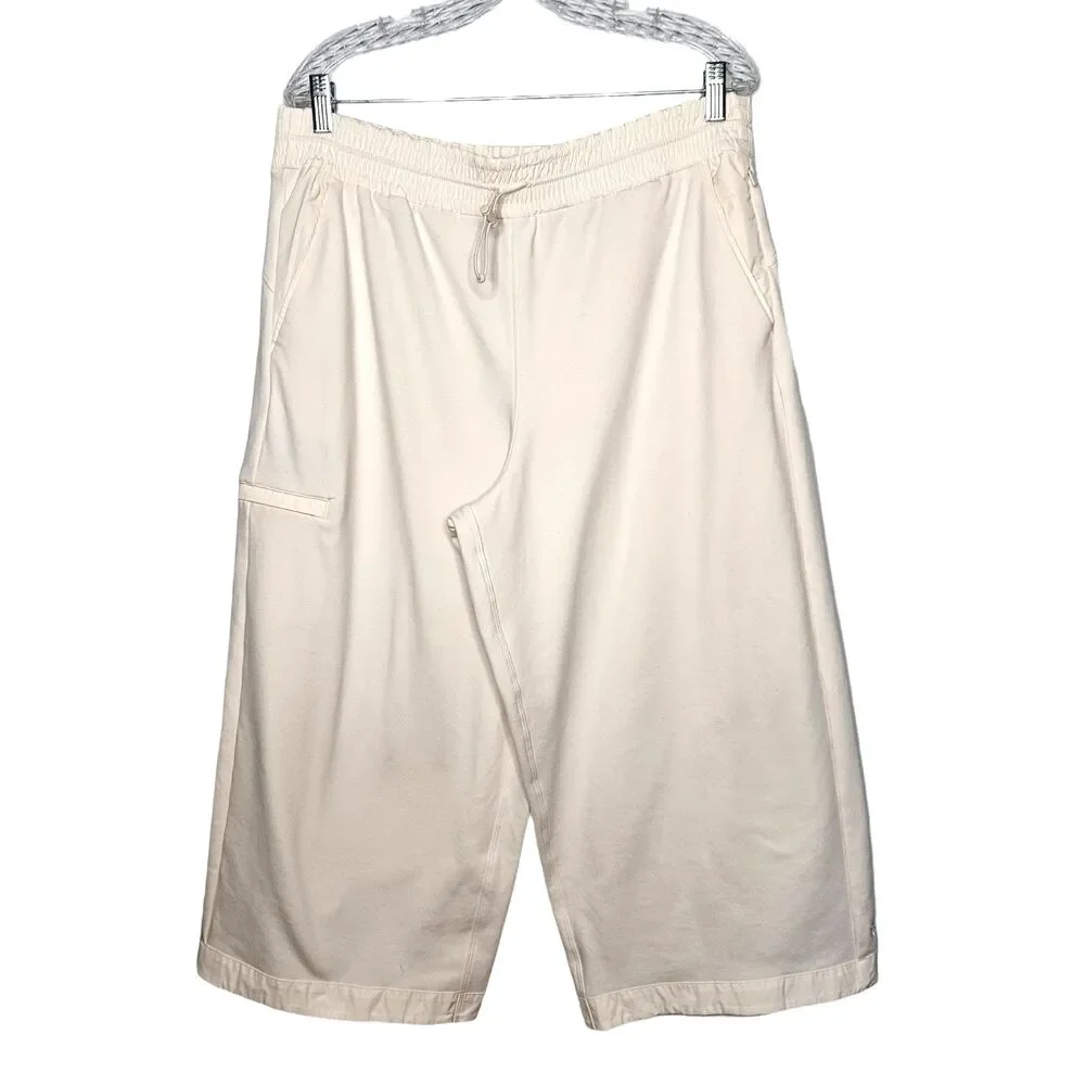 ATHLETA Triumph Hybrid Wide Leg Cropped Sweatpants Ivory Cream Womens XL - Picture 2 of 13